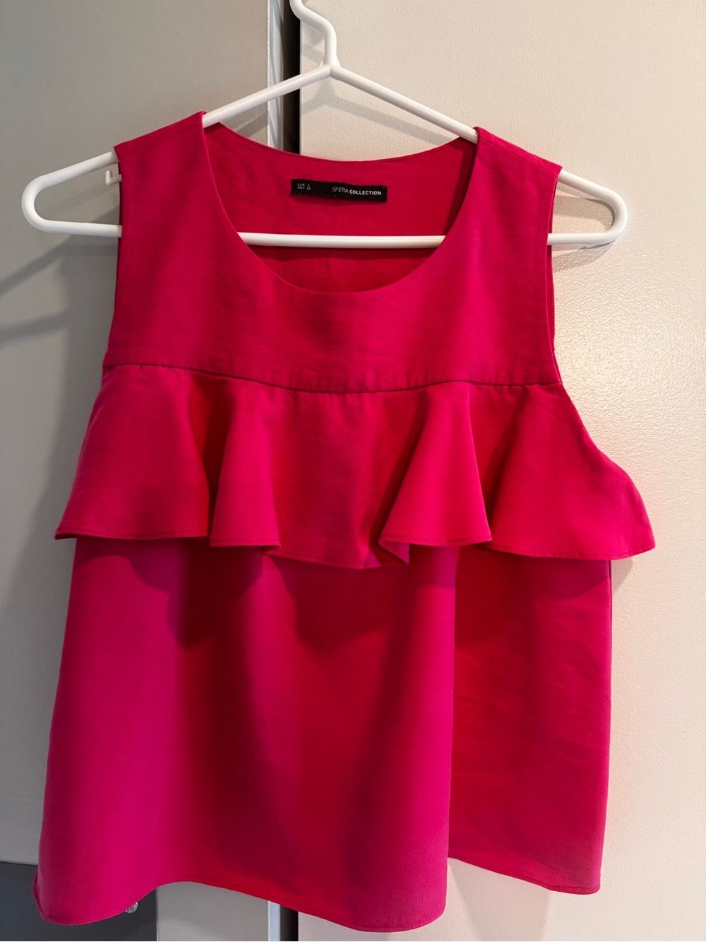 Sfera Collection Hot Pink Ruffle-Front Sleeveless Top